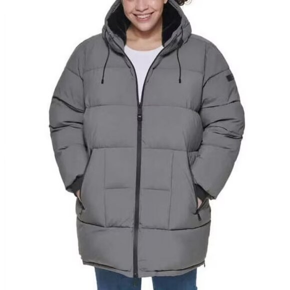 DKNY Jackets & Blazers - DKNY Women's Long Puffer Jacket Coat Lightweight (Gray, XX-Large)